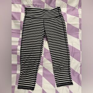 Athleta Black & White Striped Cropped Leggings - Small